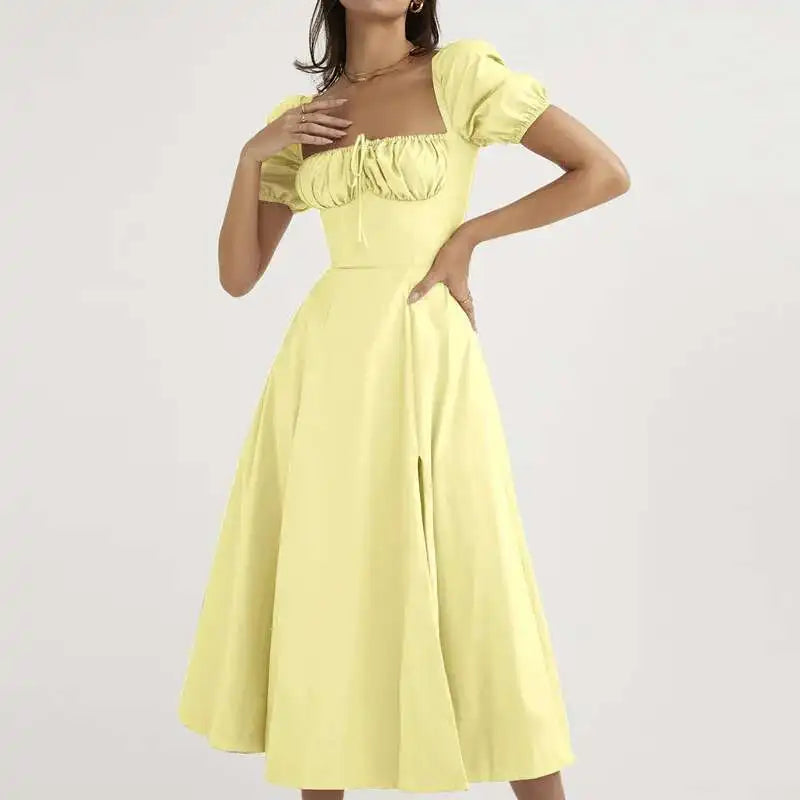 Avrilyaan White Lace Up Pleated Sexy Dress Women 2023 Split Backless Long Summer Dress Vestidos Elegant Holiday Casual Dresses