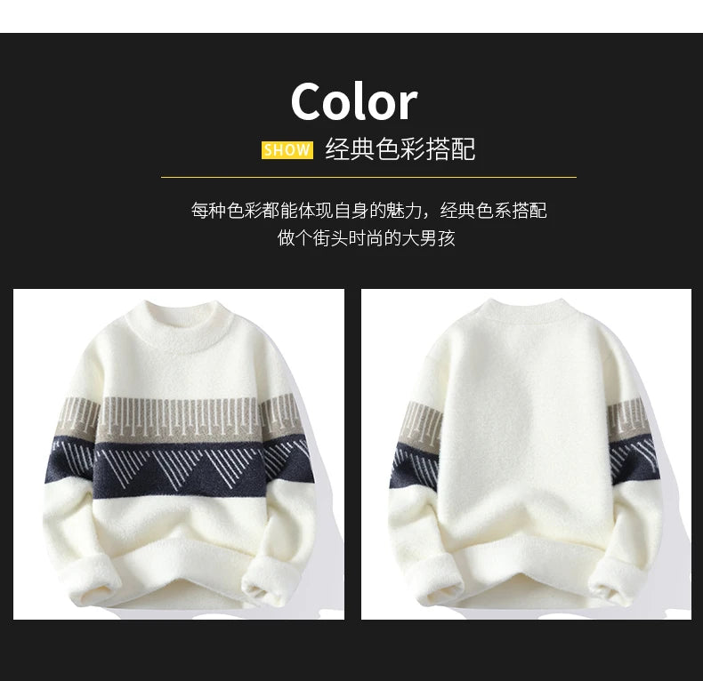 Fall Mens Christmas Cashmere Sweater O Neck Men Tops Quality Male Pullover Sweaters Thick Warm Pull Homme 2023