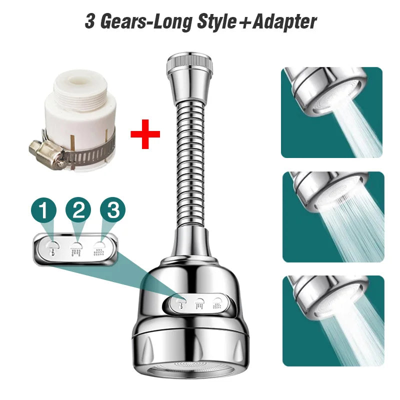Faucet Extender 360 Degree Rotary Kitchen Sink Faucet Bubbler Water-Saving Device Adapter Soft Water Nozzle Bathroom Accessories