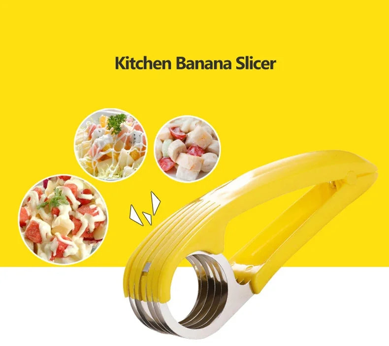 Creative Banana Slicer Sausage Slicer Vegetable and Fruit Sharp Slicer Stainless Steel Banana Cutter Kitchen Accessories
