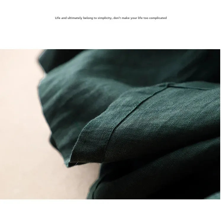 New Washable Linen Loose Cuff Sleeve Long Dress Coat Robe Open Cardigan Women's Clothing Artistic Style Middle Length Outerwear