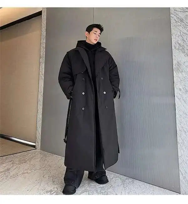 LUZHEN Winter Stylish Double Breasted Long Padded Coat Men's Original Design Thickened Knee-length Trench Trendy 2023 New Cac4db