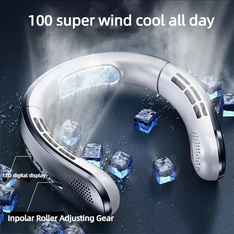 Xiaomi 8000mAh Hanging Neck Fan USB Portable Bladeless Mini Rechargeable Mute LED Digital Display Electric Fans Air Cooler Hot