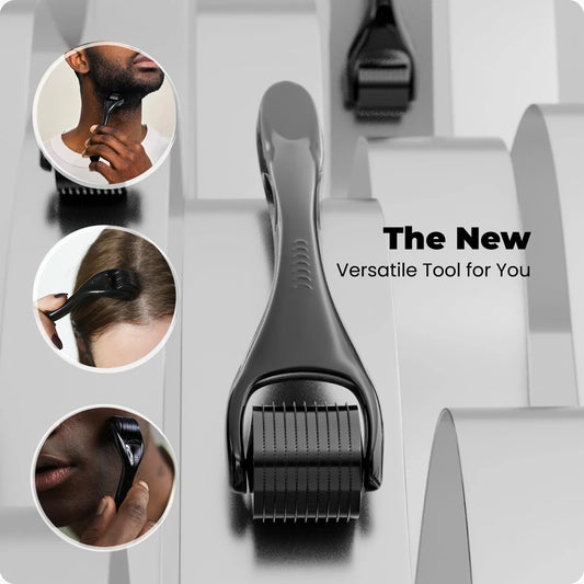 0.2/0.25/0.3mm Microneedles Derma Roller for Hair Beard Facial Skin Men Women Black/White Handle with Black/Blue/Green Head