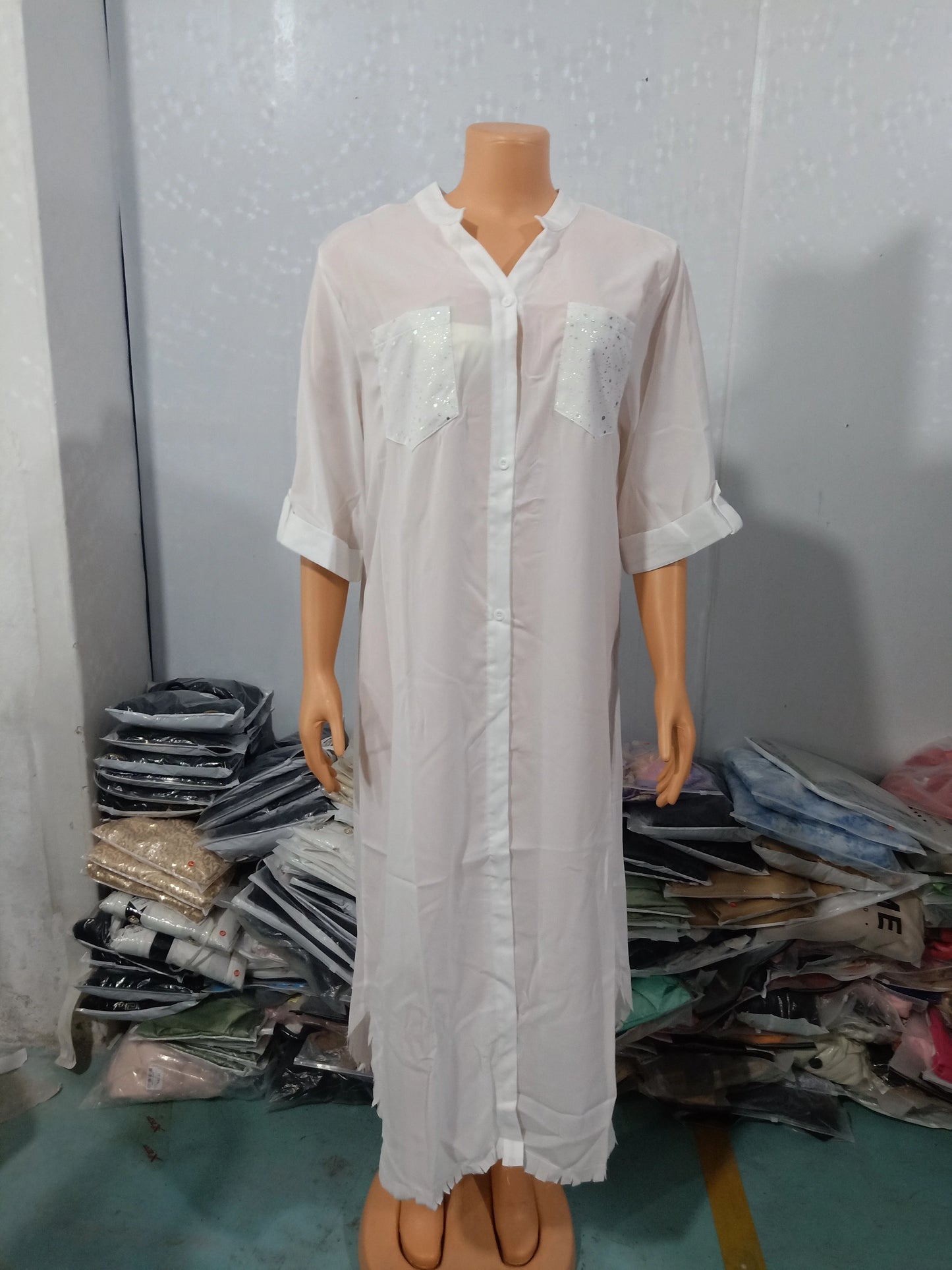 Dresses for Women 2023 Fashion Autumn Loose Solid Long Sleeve Single Breasted Half Open Neck Tassel Long Dress Clothing
