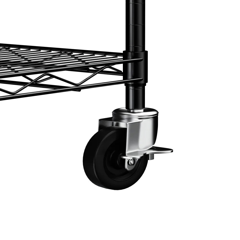 Warehouse supermarket kitchen other 5-layer heavy-duty adjustable shelves with wheels  adjustable feet  frame bearing 300 pounds