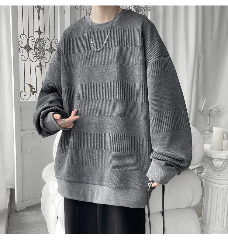 2024 Hoodies Jacquard Sweatshirt Mens White Pullover Streetwear Casual Fashion Clothes Mens Oversized Korean Harajuku T Shirt