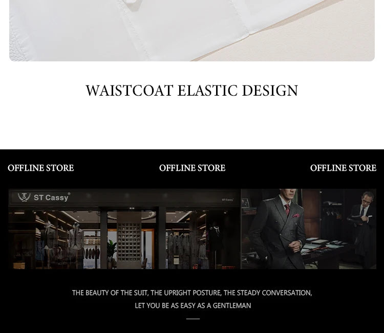 ST Cassy High Quality luxury Retro carving Party Dress Slim Fit Tuxedo Prom Suit Fashion white Male Groom Wedding three-piece