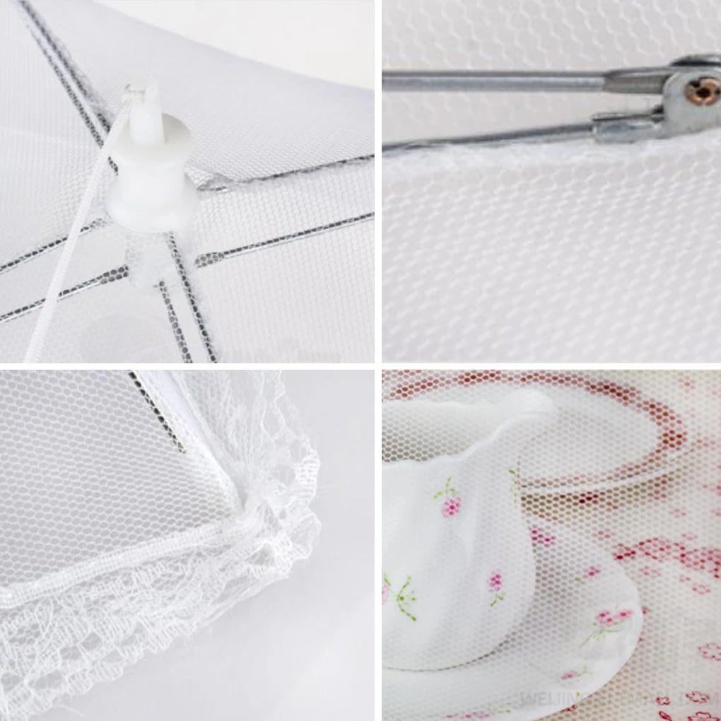 Food Mesh Cover Folding Household Kitchen Dish Umbrella Reusable Lace Protect Against Mosquitoes Fly Bug Plate Protector Food