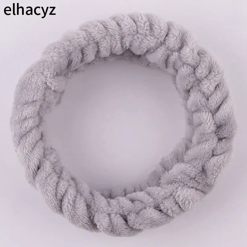 Chic Solid Coral Fleece Soft Elastic Spa Facial Hairband Girls Wash Face Head Wear Makeup Headband 2023 Women Hair Accessories