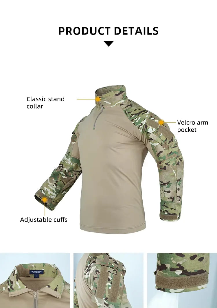 Summer Camouflage Frog Suit Men's Y2K Tactical Outdoor Quick Dry Durable Uniforms G3 Long Sleeve Hunting Training Combat Gear