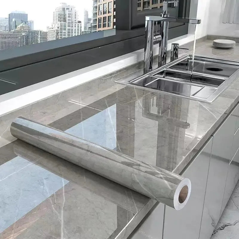 40cm Marble Kitchen Oil-Proof Film Stove Waterproof Moisture-Proof Self-Adhesive Wallpaper Countertop  Renovation Tile Stickers