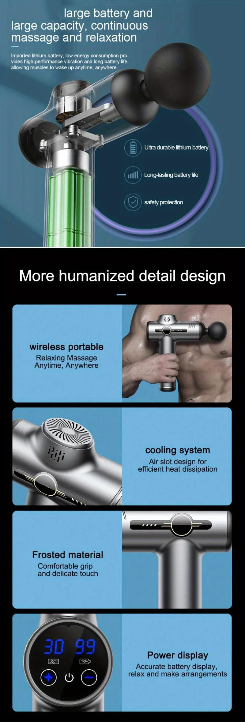 Massage Gun Fascia Deep Muscle Relax Body Neck Massager 99 Level Electric Fitness Equipment Noise Reduction Male Female