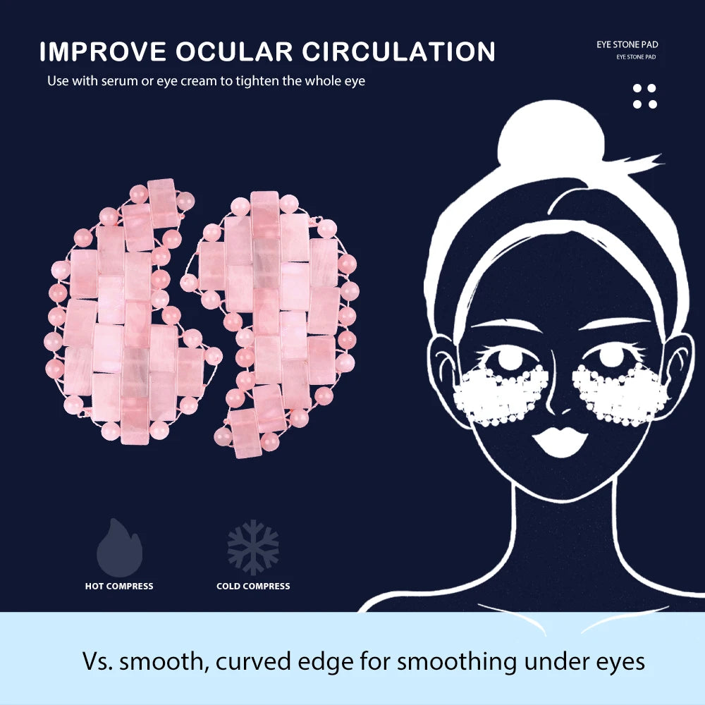2 Pieces Mini Natural Rose Quartz Jade Eye Mask Massage Stone Sleep Mask Pade Face Massager Cool Compress