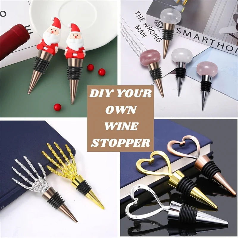 Zinc Alloy Wine Bottle Stopper Rubber Wine Stoppers Reusable Bottle Stoppers for Kitchen, Bar, Gifts, Holiday Party, Wedding