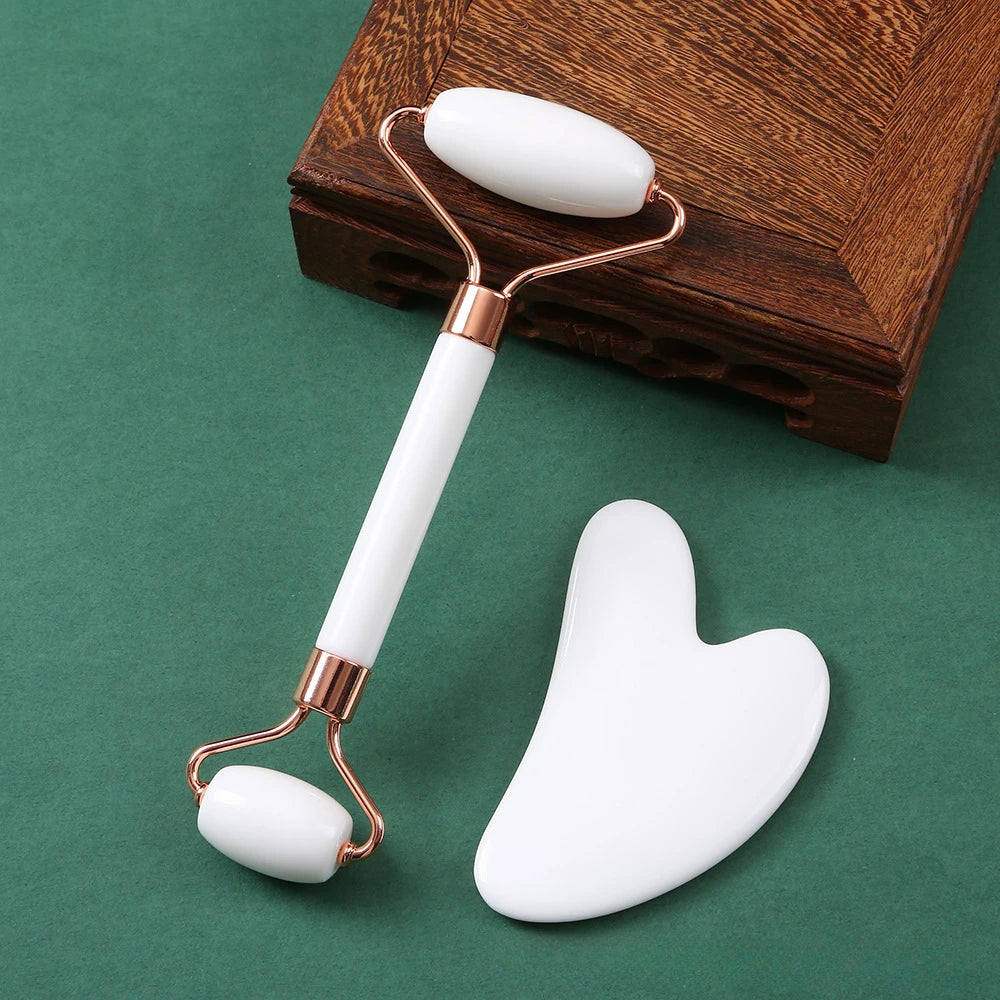 Gua Sha Massage Board for Face Rose Pink Guasha Set Plate Jade Face Massager Scrapers Tools for Face Neck Back Body
