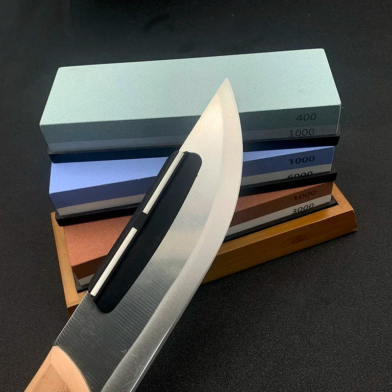 400 1000 3000 Grit Double-sided Sharpening Stone Base Angle Guide Set Kitchen Knife Sharpener Grinding Whetstone Apex Egde Blade