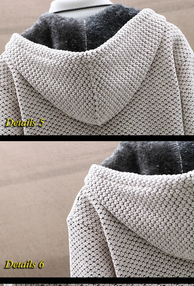 Men Cardigan Winter Hooded Solid Sweater Autumn Winter Fleece Warm Casual Sweatercoat Male Zipper Knitted Cardigans Men Clothing