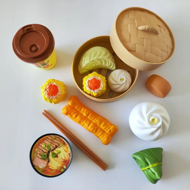 Chinese Breakfast Food Set Chinese Dim Sum Food Cooking Role Play Toys Kitchen Simulation Food Toys Girls Boys Children