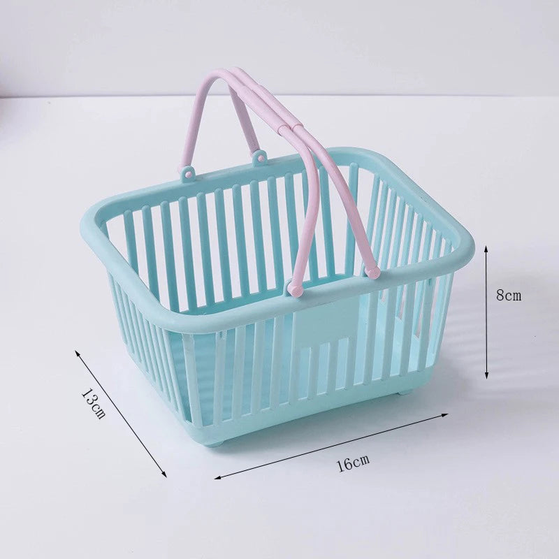 Kitchen Storage Basket Hollow Portable Shower Bath Baskets Desktop Fruit Hanging Child Toys Snack Plastic Organizer