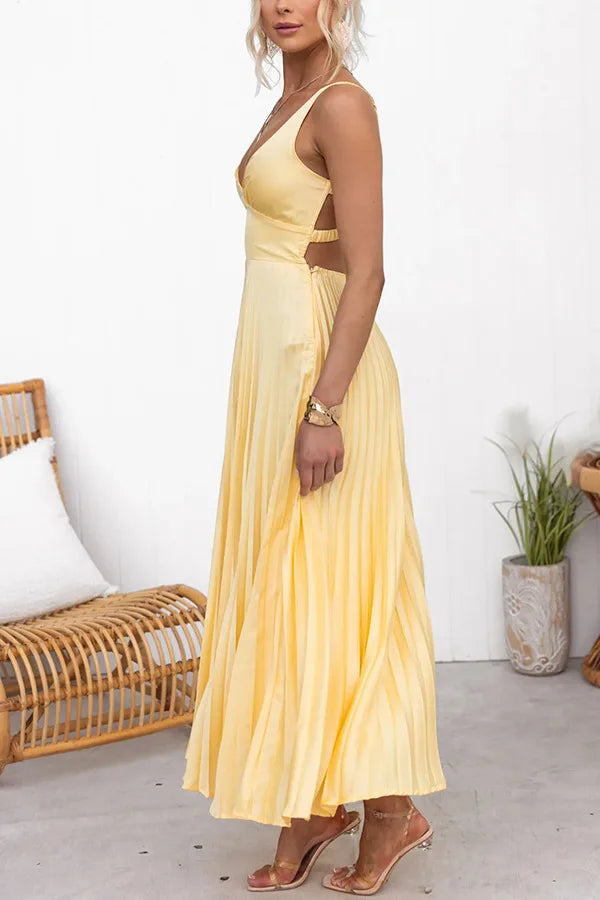 2024 Summer Fashion New Style Women's Elegant Strap Fold Style Loose Solid Color Vacation Style Banquet Style Women's Long Dress