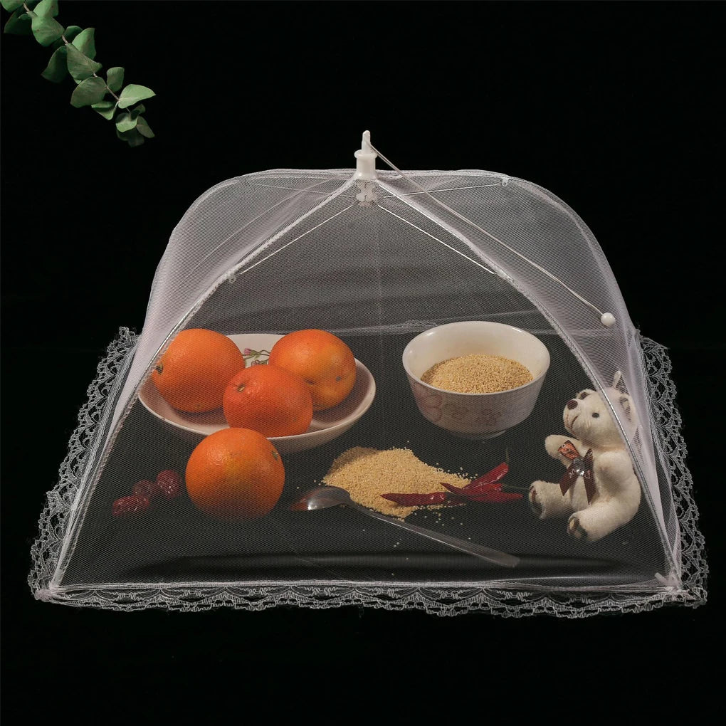 Food Mesh Cover Folding Household Kitchen Dish Umbrella Reusable Lace Protect Against Mosquitoes Fly Bug Plate Protector Food