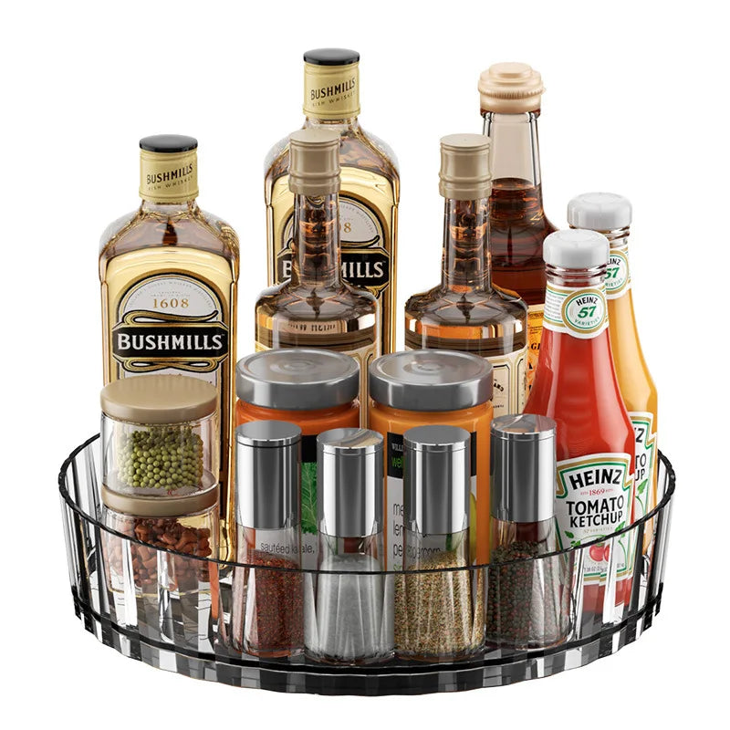 360 Rotating Seasoning Storage Tray Multifunction Pantry Cabinet Turntable For Cosmetics Bathroom Storage Box Kitchen Organizer
