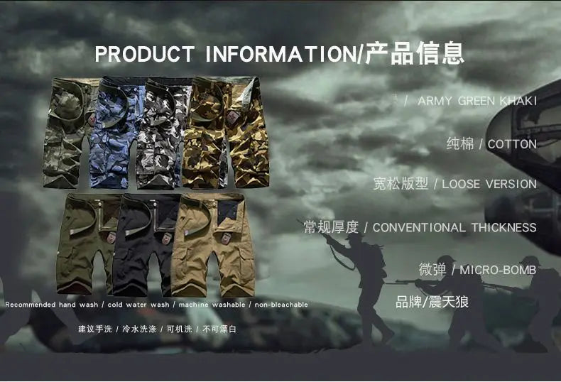 Military Men Camouflage Tactical Cargo Shorts Summer New Y2k Multiple Pockets Loose Big Size Outdoor Sports Knee Lenght Pants