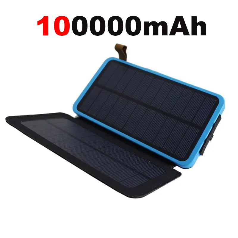 200000mAh Portable Solar Power Bank USB Super Fast Charging Folding Solar Panels Outdoor Camping Waterproof Sun Power For iPhone