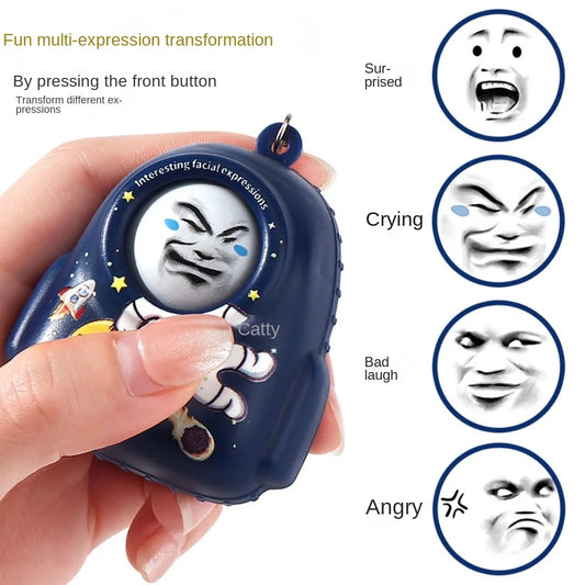 4 Facial Face Changing Pendant DIY Crafts Backpack Shape Face Changing Toy with Keychain Mini Cartoon Doll Keychain