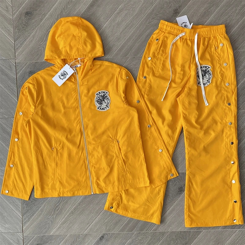 SAINT VANITY Embroidered Buckle Sports Sweatpants Jogger Men Women Drawstring Long Pants Trousers