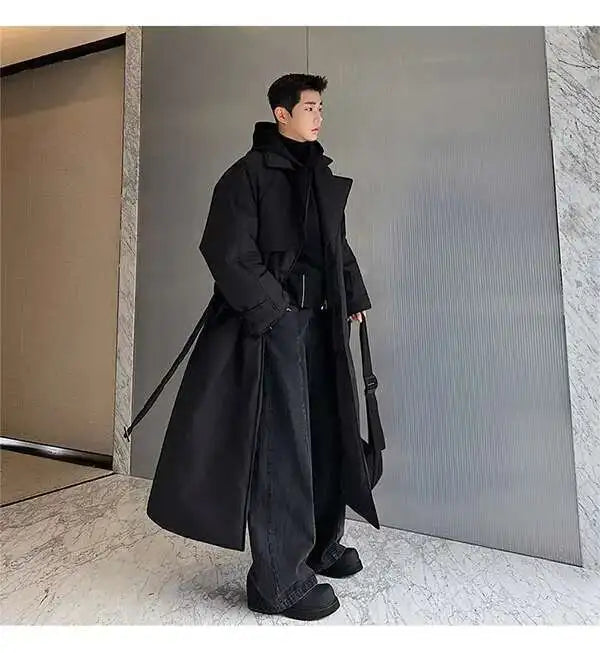 LUZHEN Winter Stylish Double Breasted Long Padded Coat Men's Original Design Thickened Knee-length Trench Trendy 2023 New Cac4db