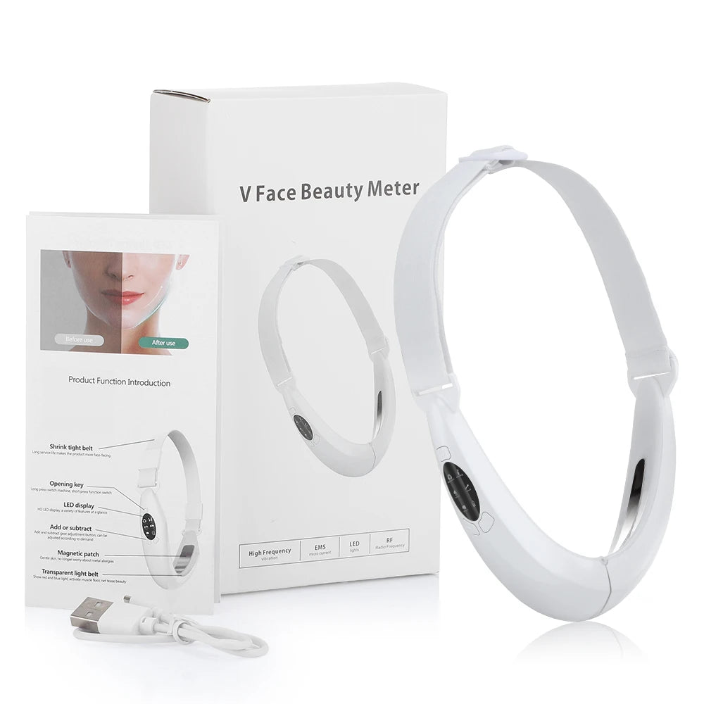 V Face Facial Machine Electric V-Line Up Lift Belt Face Massage LED Face Skin Lifting Firming Beauty Device Double Chin Reducer