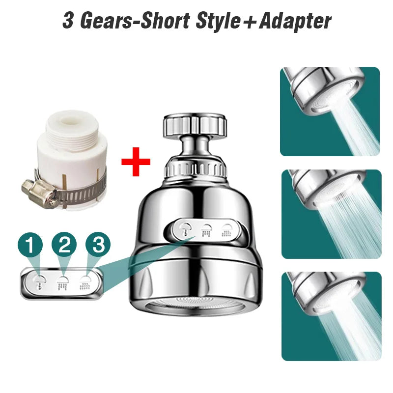 Faucet Extender 360 Degree Rotary Kitchen Sink Faucet Bubbler Water-Saving Device Adapter Soft Water Nozzle Bathroom Accessories