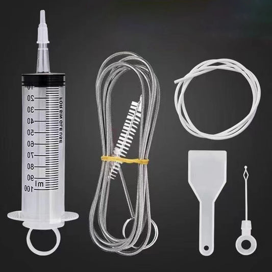 Refrigerator Drain Hole Desilter Cleaner Kit Kitchen Fridge Syringe Hose Dredge Drain Brush Unblocker Fridge Anti Clogging Kit