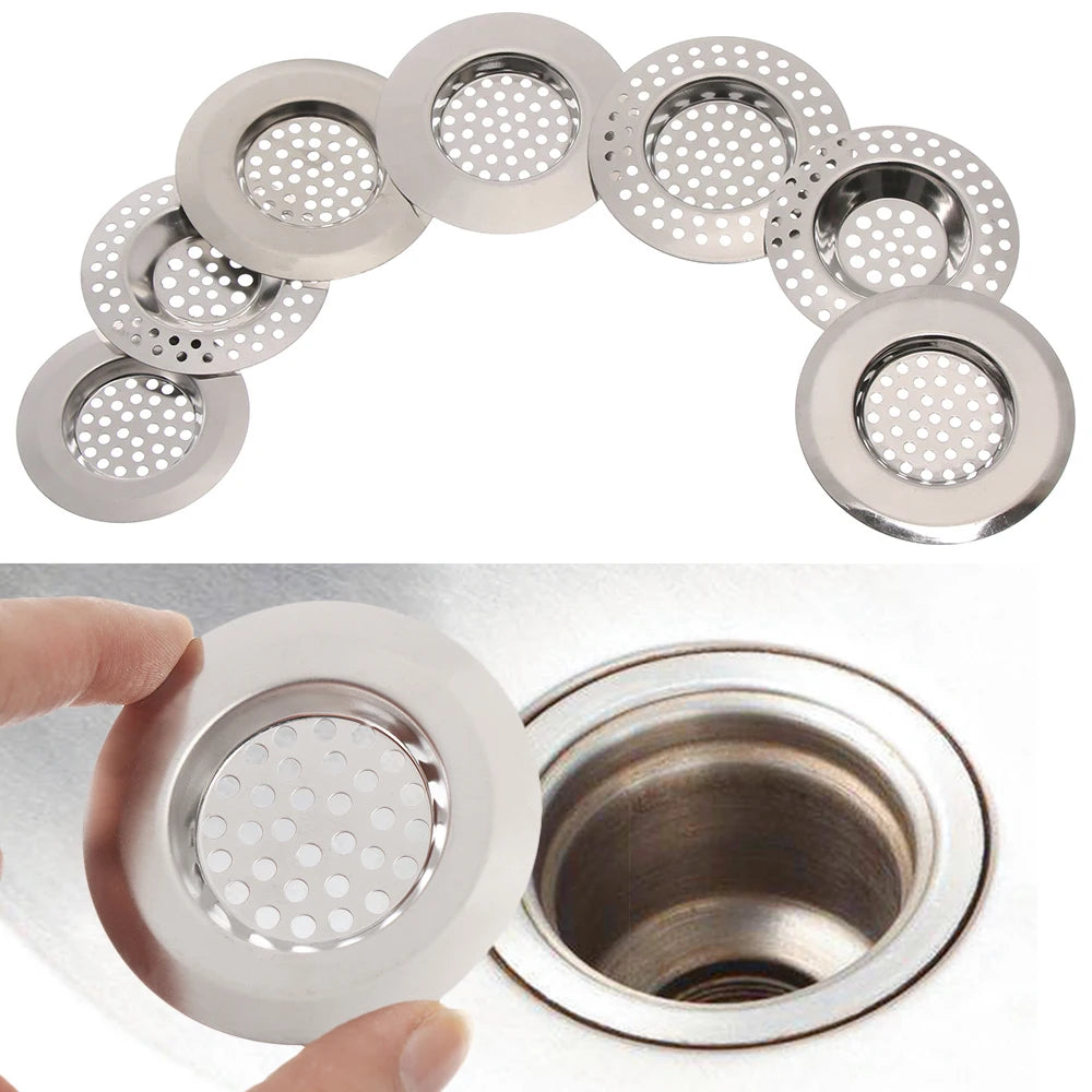 Kitchen Drain Plug Stainless Steel Sink Strainer Mesh Trap Drain Filter Hair Clean Up Waste Catcher Bathtub Accessories