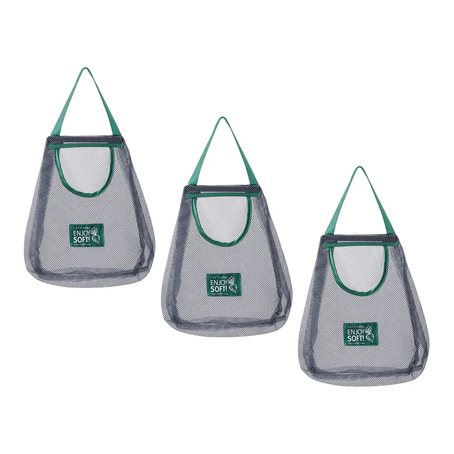 3 Pcs Storag Mesh Bag Breathable Multifunctional Wall Hanging Mesh Grocery Bag for Vegetables fruits Apples Onion Kitchen