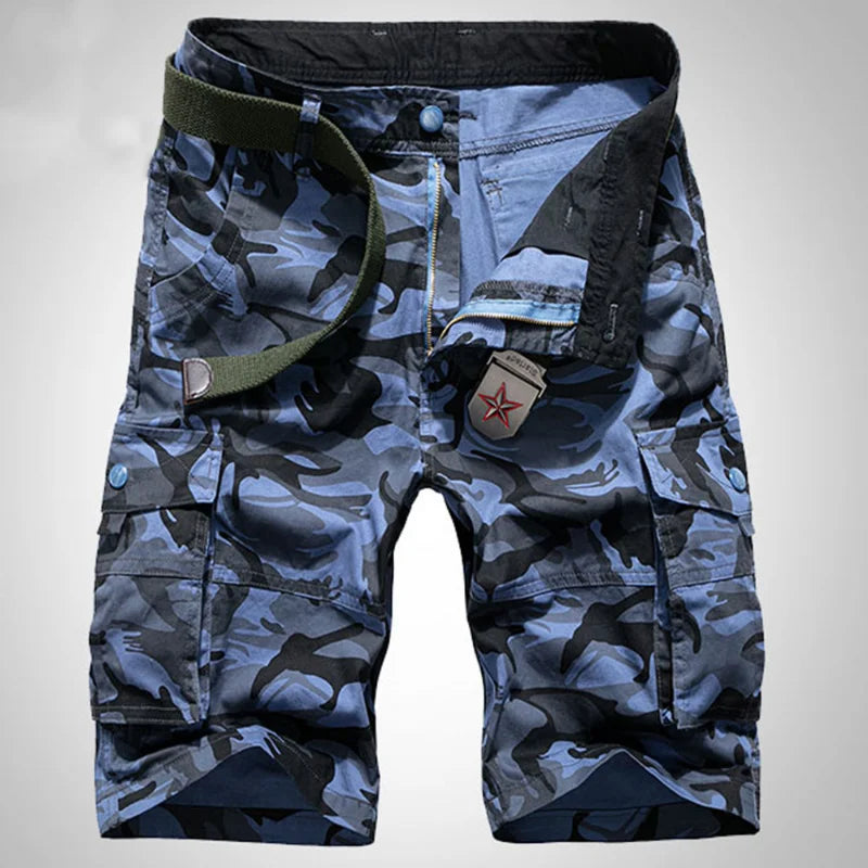 Military Men Camouflage Tactical Cargo Shorts Summer New Y2k Multiple Pockets Loose Big Size Outdoor Sports Knee Lenght Pants