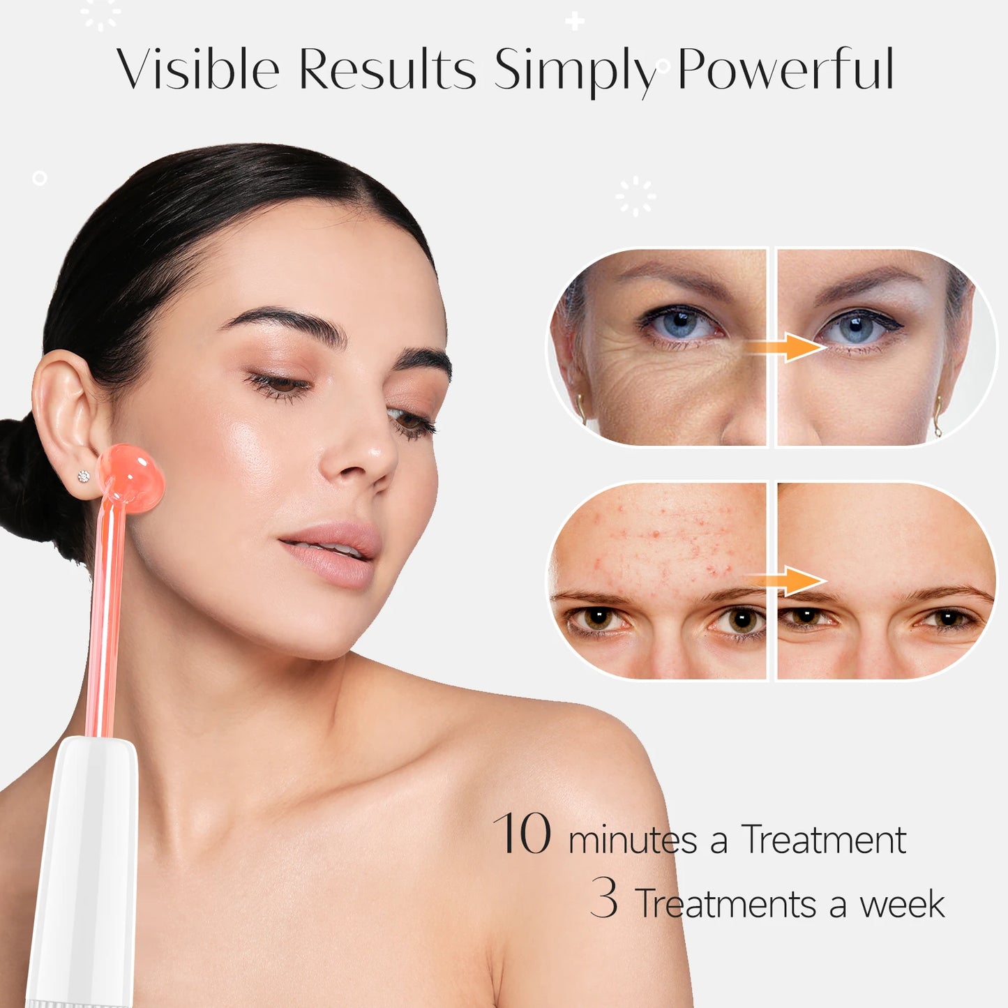 DARSONVAL High Frequency Red Light Therapy Wand Neon Electrotherapy Glass Tube Acne Spot Wrinkles Remover Beauty Facial Care