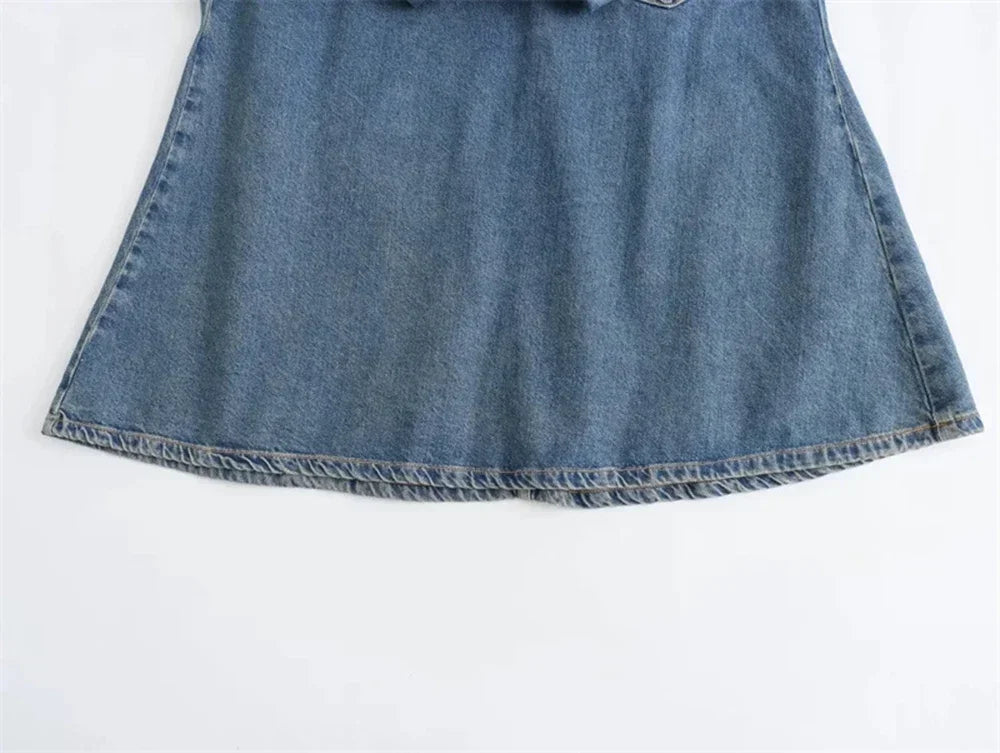 Women's Denim Dresses Lapel Zip Mini Long Sleeve Dresses Fashion Casual Loose Patch Pocket Party Commuter Denim Dresses