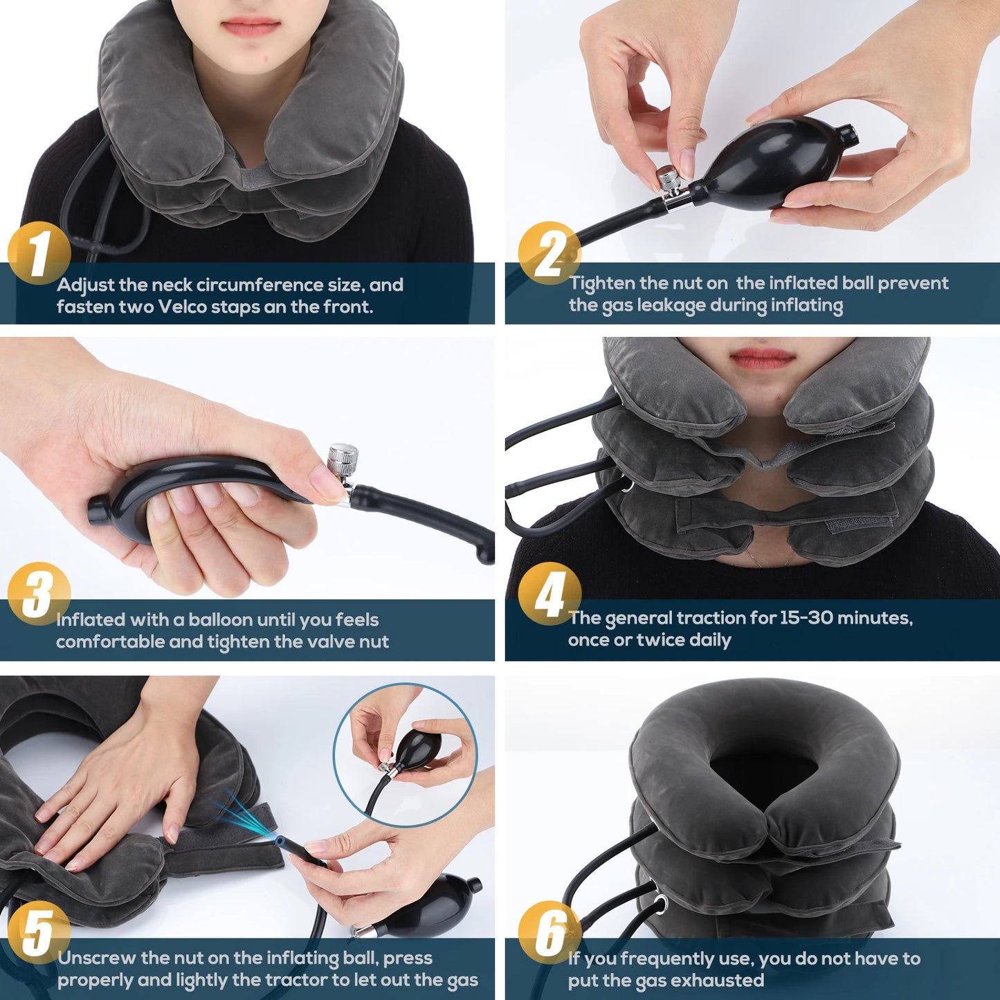 Neck Massager Cervical Support Pillow Air Pump Inflatable Collar Stretcher Brace 3/4 Layer Pain Relief Neck Ontlaster Traction
