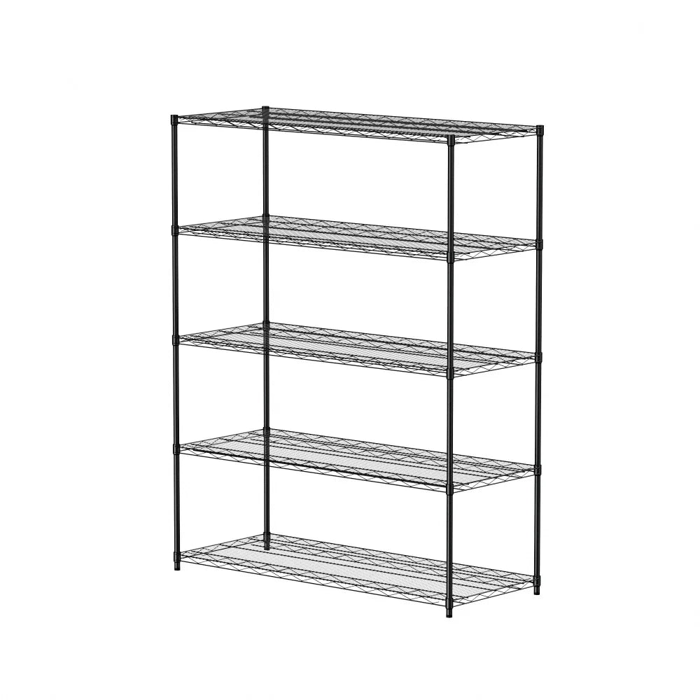 Warehouse supermarket kitchen other 5-layer heavy-duty adjustable shelves with wheels  adjustable feet  frame bearing 300 pounds
