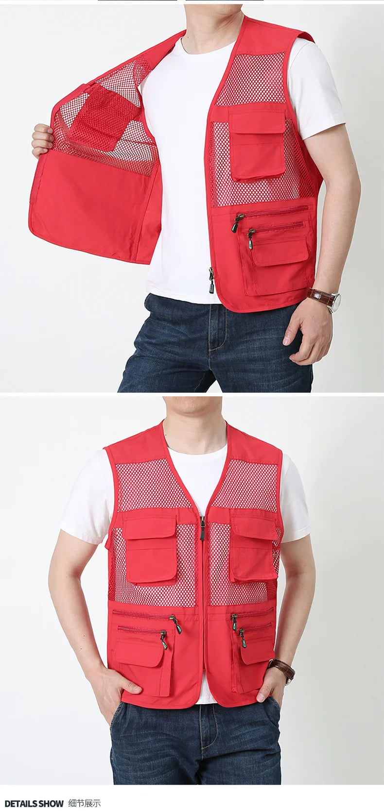 Summer Thin Mesh Vest Outdoor Sportsfor Jackets Bigsize Bomber Sleeveless Vest Casual Tactical Work Wear Camping Fishing Vests