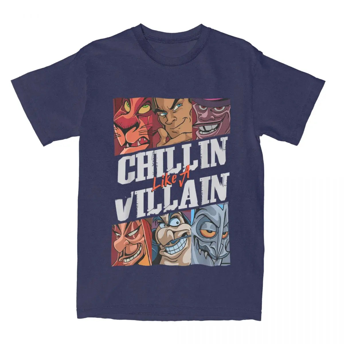 Villains T Shirts Chillin Like A Villain Group Portrait Vintage Tee Shirt Short Sleeve T-Shirt Cotton Gift Idea Tops