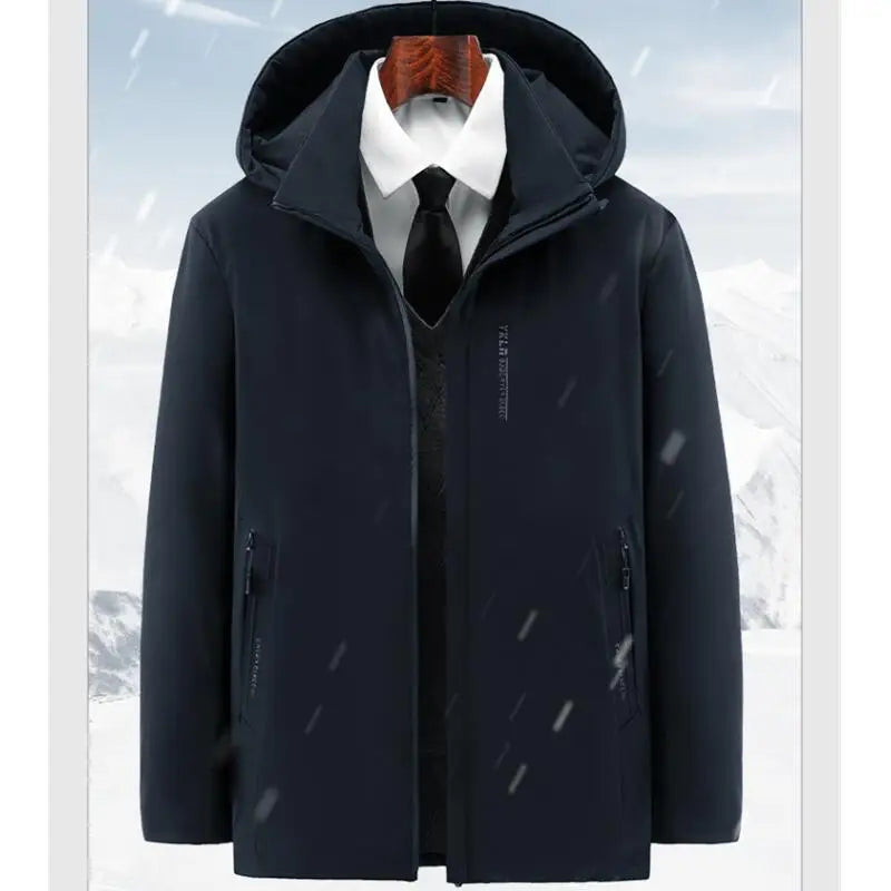 Men Fashion Hooded Windproof Warm Coat Plus Size Outwear Men Hooded Thick Fleece Warm Casual Thicken Cotton Jacket Winter Parka
