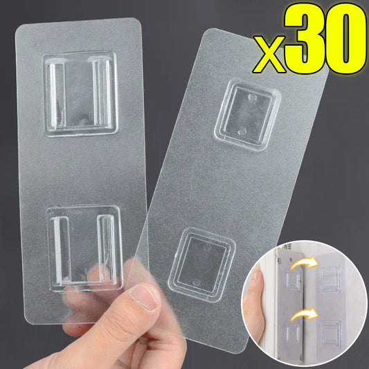 30/2Pcs Adhesive Wall Hook Double-Sided Multi-Purpose Transparent Hooks Invisible Traceless Storage Holder Kitchen Door Hooks