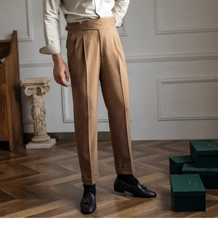 2023 Autumn/winter New Italian Style High-waisted Straight-leg Long Pants Casual Versatile Trousers For British Men