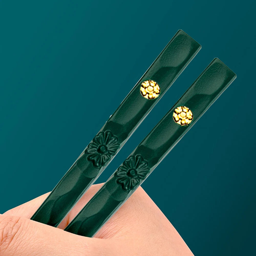5 Pairs Non-slip Reusable Chopsticks Set Korean Food Sushi Sticks Chopsticks Alloy Chopsticks For Hotel Restaurant Kitchen
