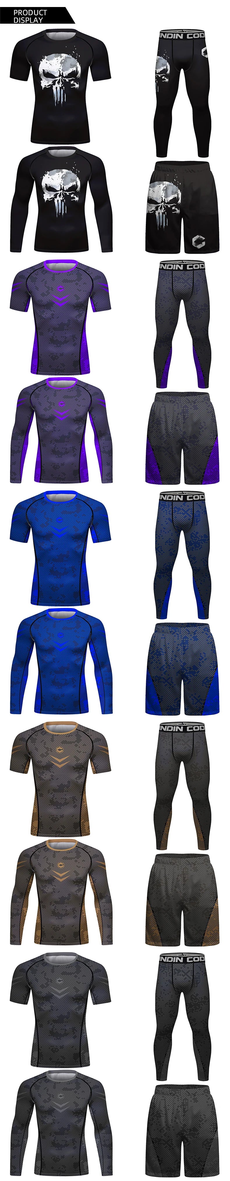 Rashguard Sportsuits men's Kimono Jiu Jitsu Mma T-shirt+Pants Sets Muay thai Shorts Bjj Rashguard for Men Gym Boxing Jerseys