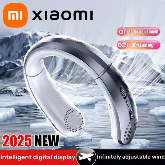 Xiaomi 8000mAh Hanging Neck Fan USB Portable Bladeless Mini Rechargeable Mute LED Digital Display Electric Fans Air Cooler Hot